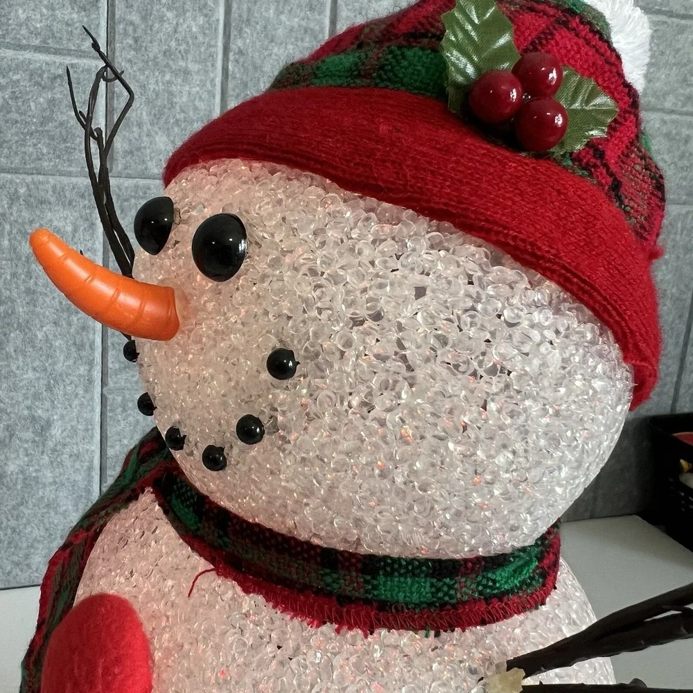 Vintage Melted Popcorn Snowman Color Changing Large 15